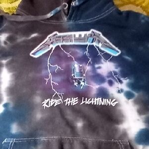 Men's Tie Dyed Large Metallica Ride The Lightning Hoodie Distressed Authentic